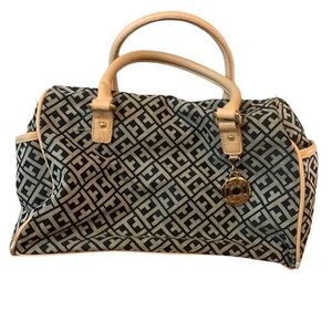 Tommy Hilfiger Black & Tan Satchel Style Purse